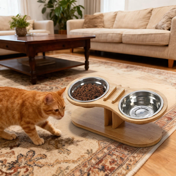 Enhance Your Pet's Dining Experience with the Adjustable Tilted Pet Feeding Bowl Stand