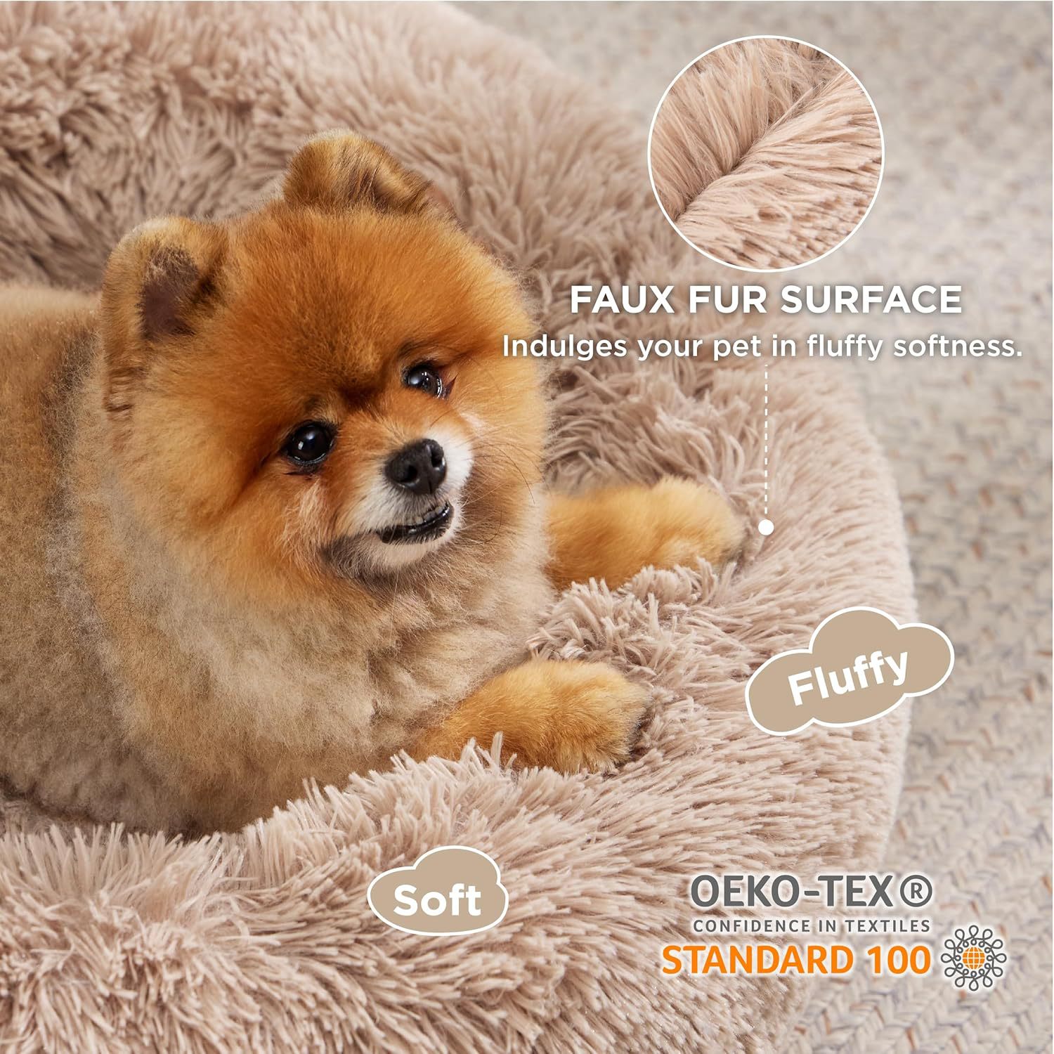 Pet Bed Round Fluffy Plush Non-Slip Indoor Sleeping Mat