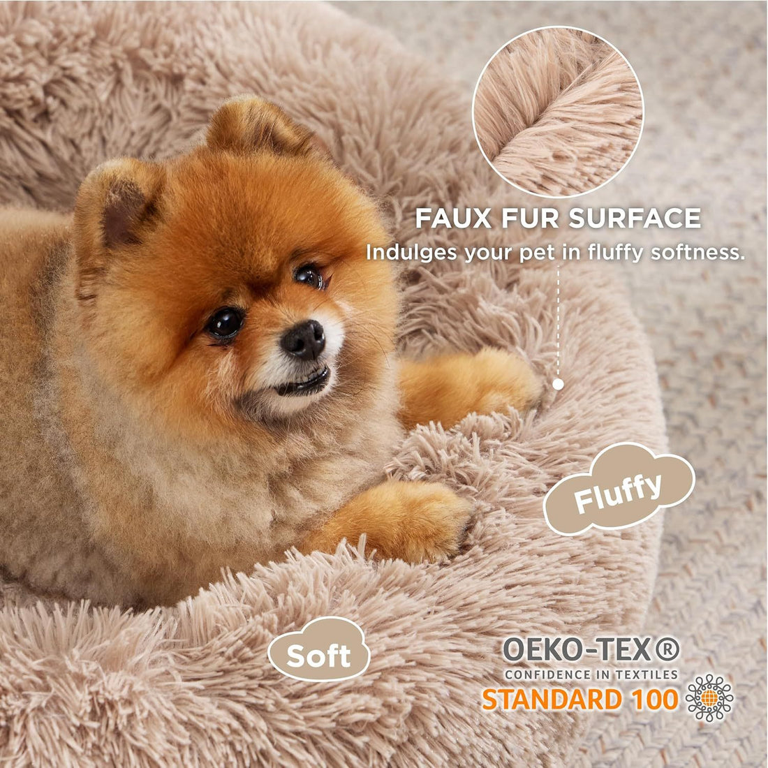 Pet Bed Round Fluffy Plush Non-Slip Indoor Sleeping Mat