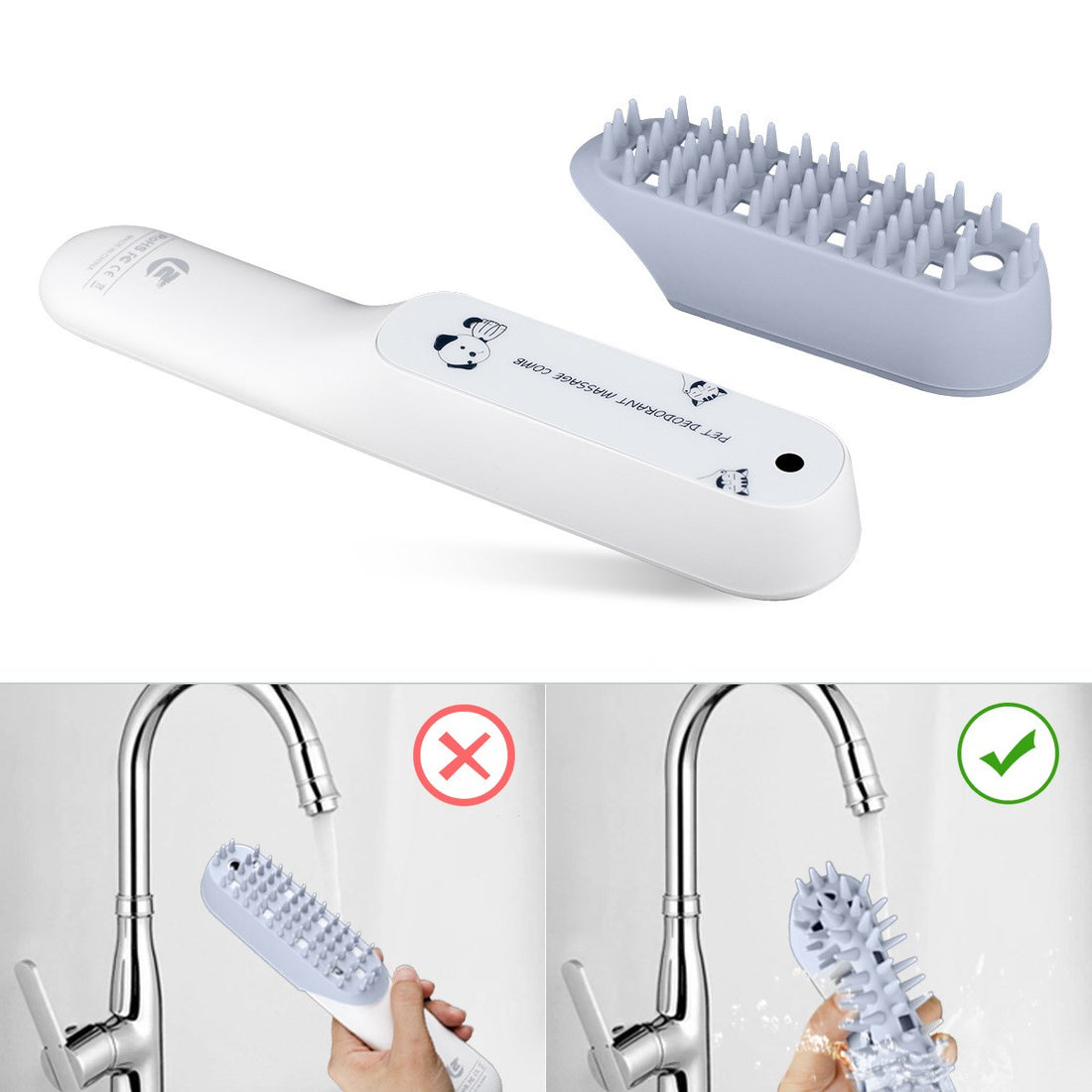 Pet Silicone Massage Grooming Brush Deodorizing Cleaning Fur Removal Tool