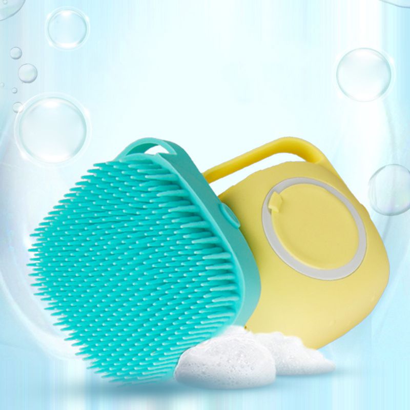 Pet Silicone Bath Brush Shampoo Dispenser Grooming Scrubber Tool