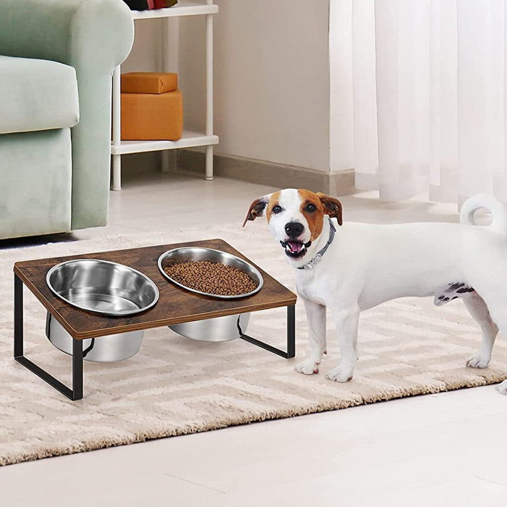 Pet Feeding Rack Iron And Wood Bowl Stand