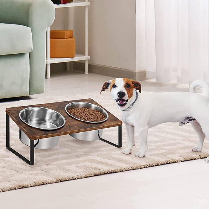 Pet Feeding Rack Iron And Wood Bowl Stand