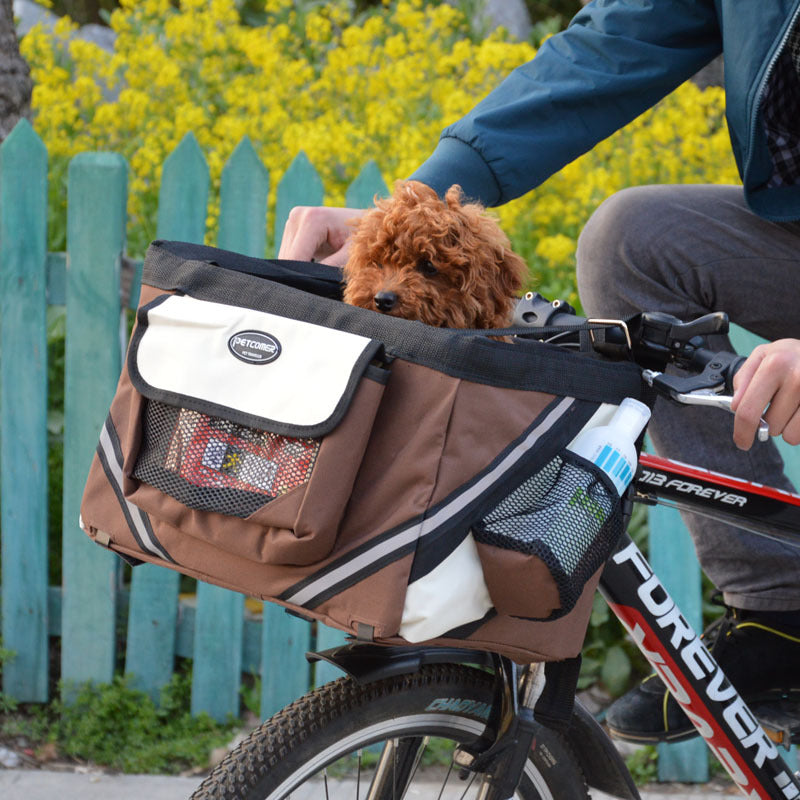 Pet Bicycle Carrier Removable Front Handlebar Basket Travel Bag