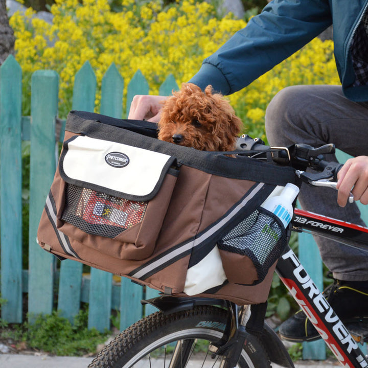 Pet Bicycle Carrier Removable Front Handlebar Basket Travel Bag