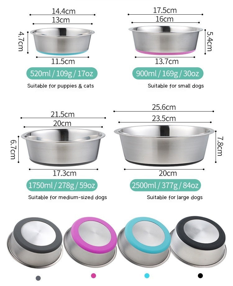 Pet Silicone Stainless Steel Feeding And Drinking Bowl