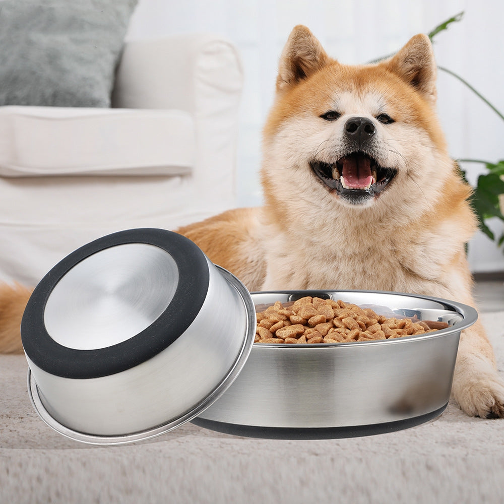 Pet Silicone Stainless Steel Feeding And Drinking Bowl