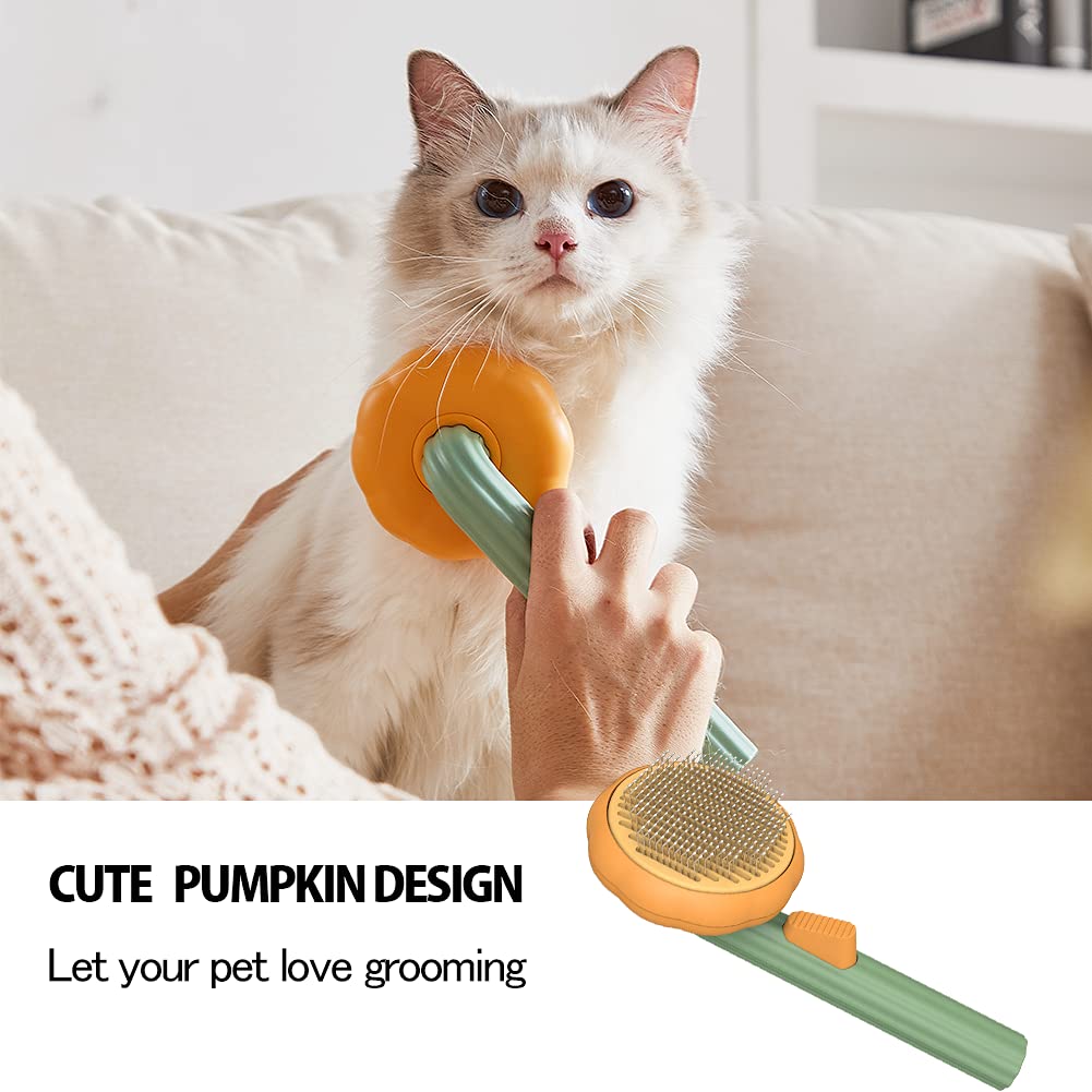 Pet Pumpkin Grooming Brush Self Cleaning Slicker Hair Removal Tool