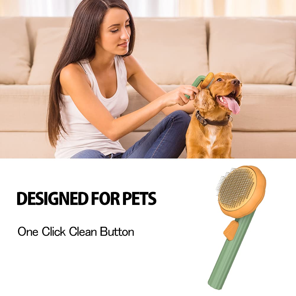 Pet Pumpkin Grooming Brush Self Cleaning Slicker Hair Removal Tool