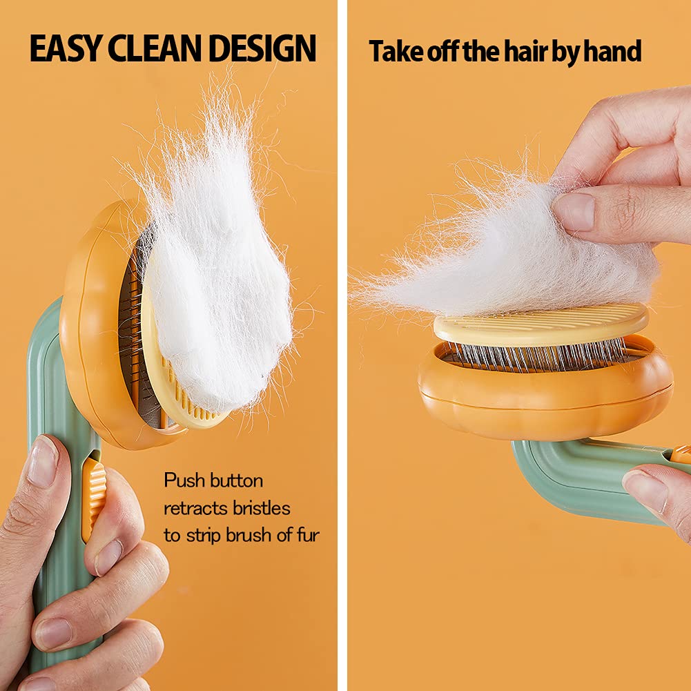 Pet Pumpkin Grooming Brush Self Cleaning Slicker Hair Removal Tool