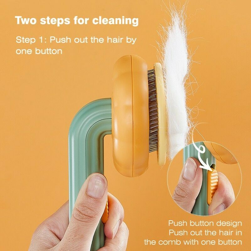 Pet Pumpkin Grooming Brush Self Cleaning Slicker Hair Removal Tool
