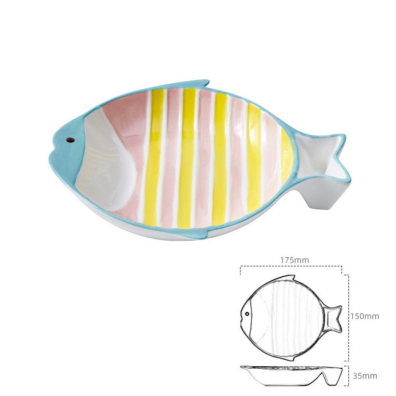 Pet Fish Shaped Ceramic Feeding Food Bowl