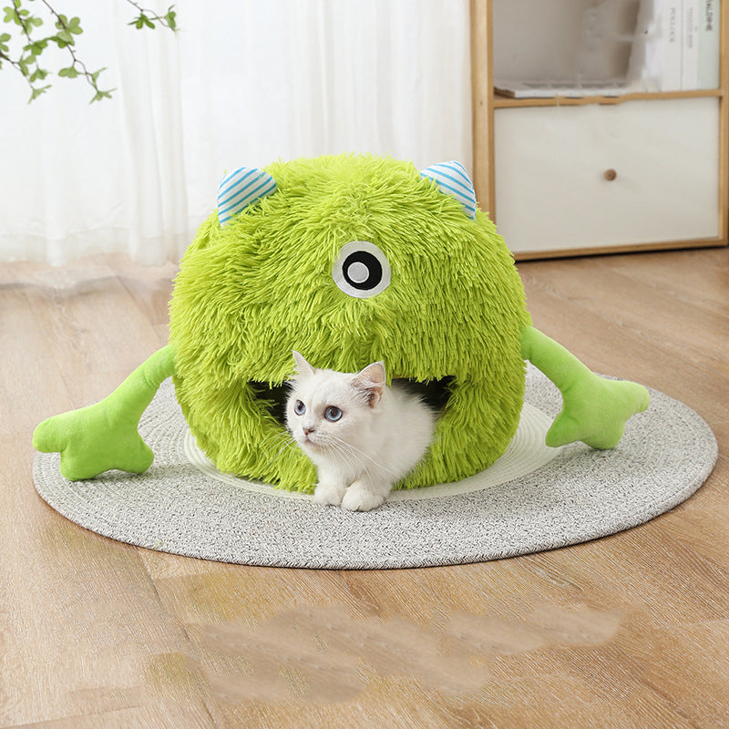 Pet Bed Fluffy Round Washable Non Slip Calming Cushion