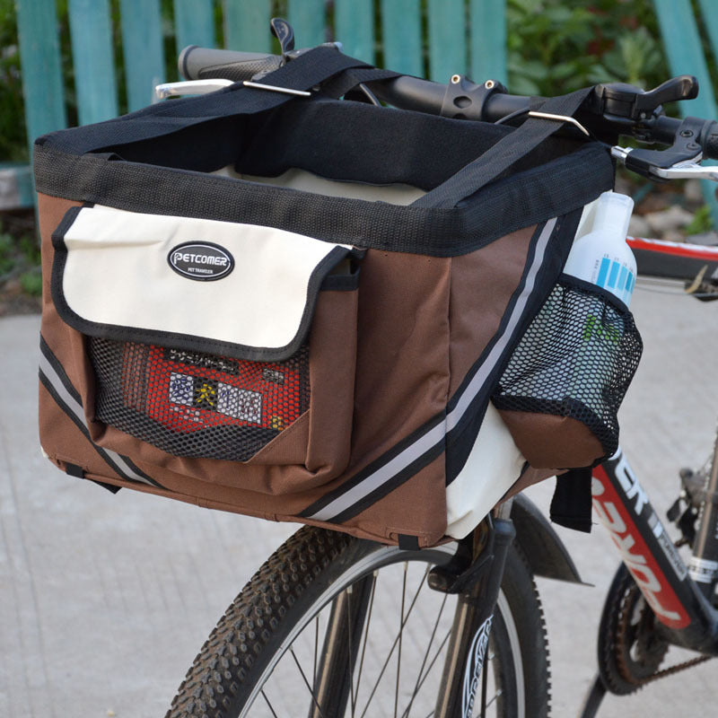 Pet Bicycle Carrier Removable Front Handlebar Basket Travel Bag