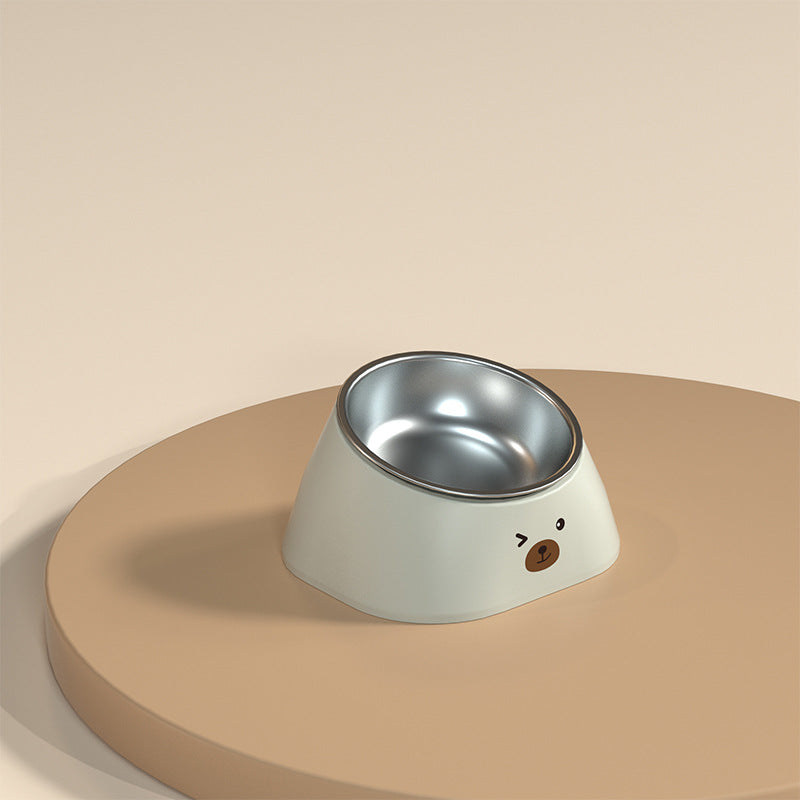 Pet Stainless Steel Tilted Feeding Bowl Cervical Support