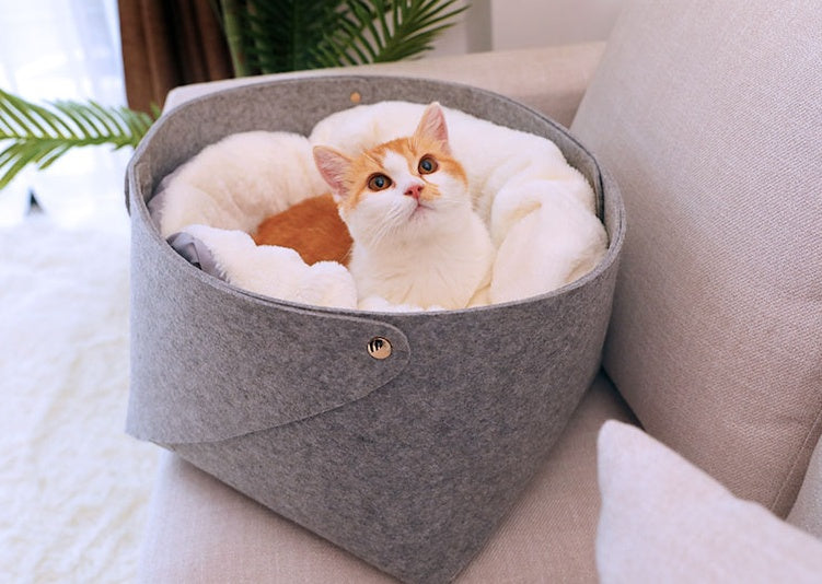 Pet Bed Round Plush Soft Sleeping Mat Comfort Nest