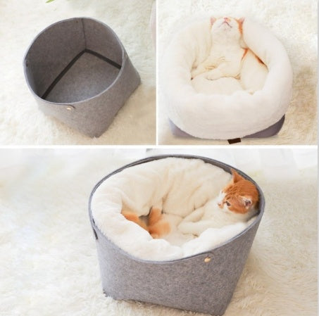 Pet Bed Round Plush Soft Sleeping Mat Comfort Nest