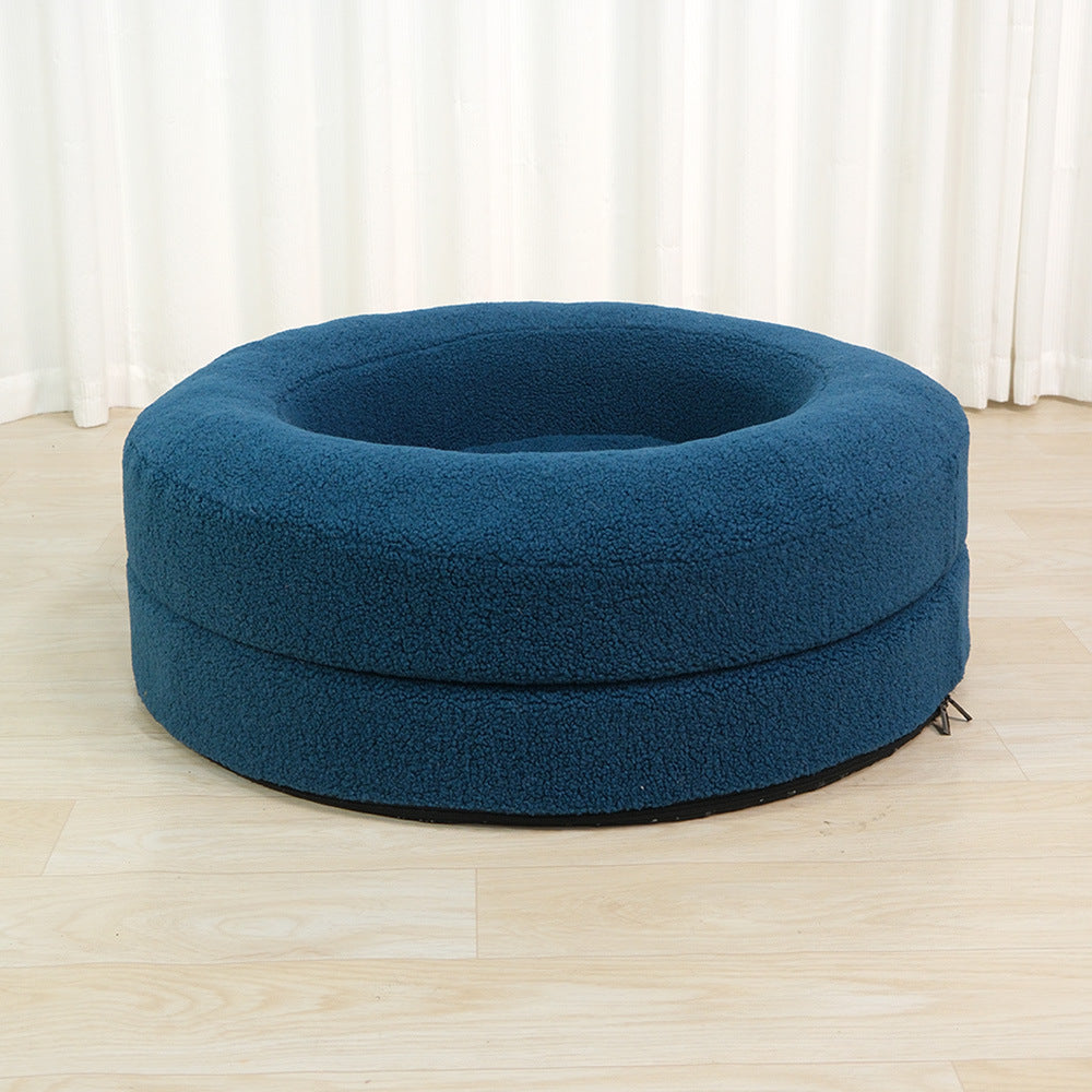 Pet Bed Round Leisure Nest Solid Color Indoor House