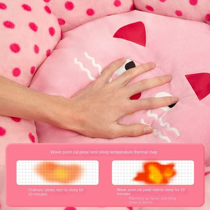 Pet Bed Round Polka Dot Soft Cushion Sleeping Nest