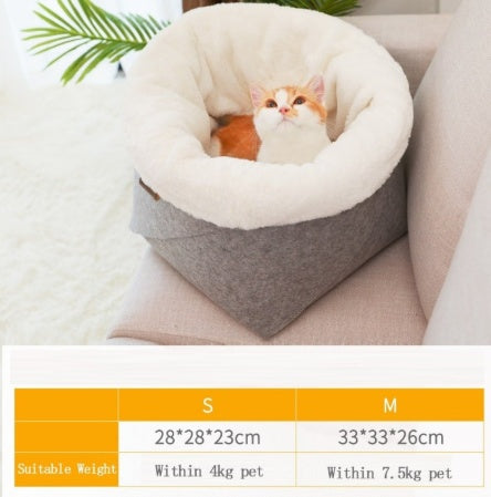 Pet Bed Round Plush Soft Sleeping Mat Comfort Nest