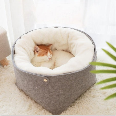Pet Bed Round Plush Soft Sleeping Mat Comfort Nest