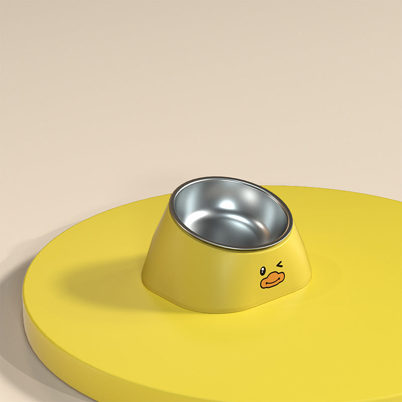 Pet Stainless Steel Tilted Feeding Bowl Cervical Support