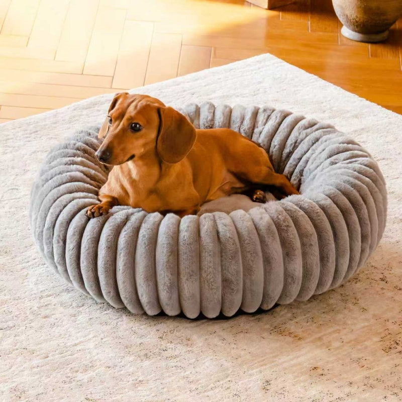 Pet Bed Plush Round Winter Warm Fur Mat House Bed