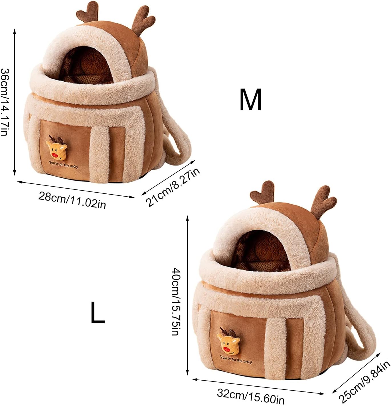 Pet Carrier Backpack Winter Plush Travel Outdoor Warm Bag