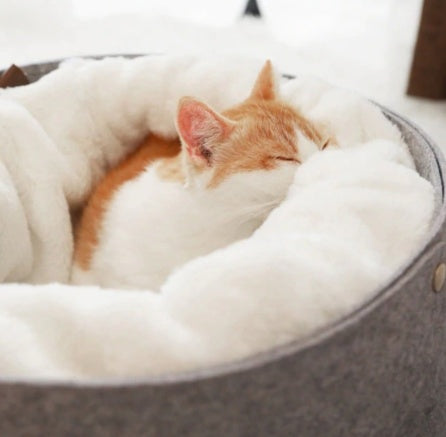 Pet Bed Round Plush Soft Sleeping Mat Comfort Nest