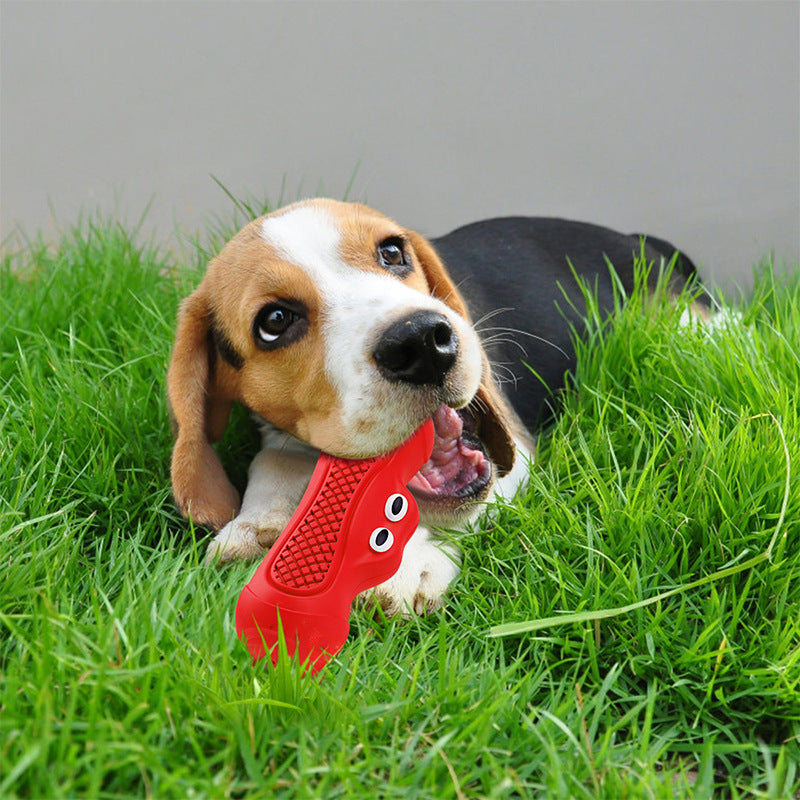 Vocal Rugby Pet Toy Natural Rubber Teething Chew Resistant Toy