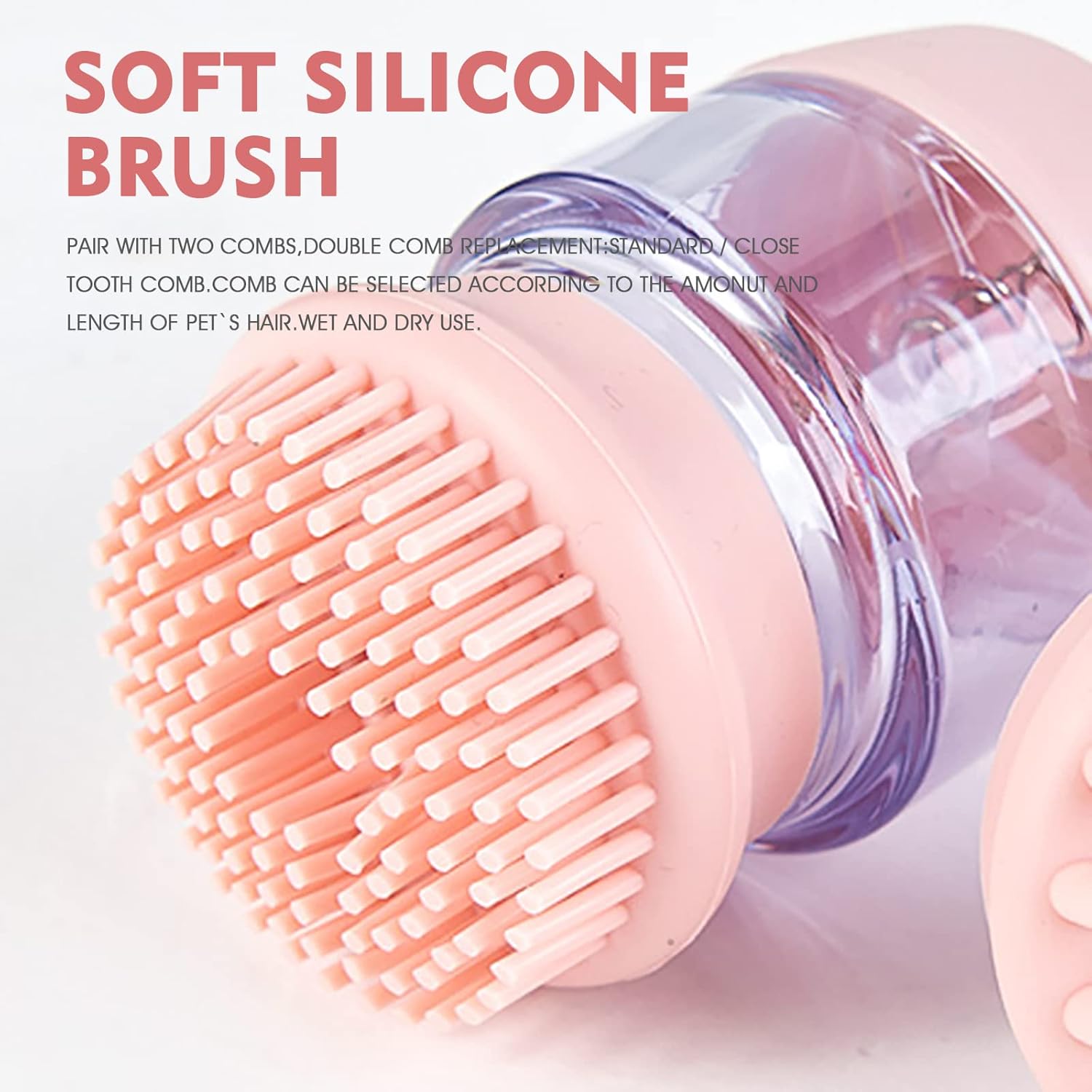 Pet Silicone Bath Brush Shampoo Dispenser Double Head Grooming Tool
