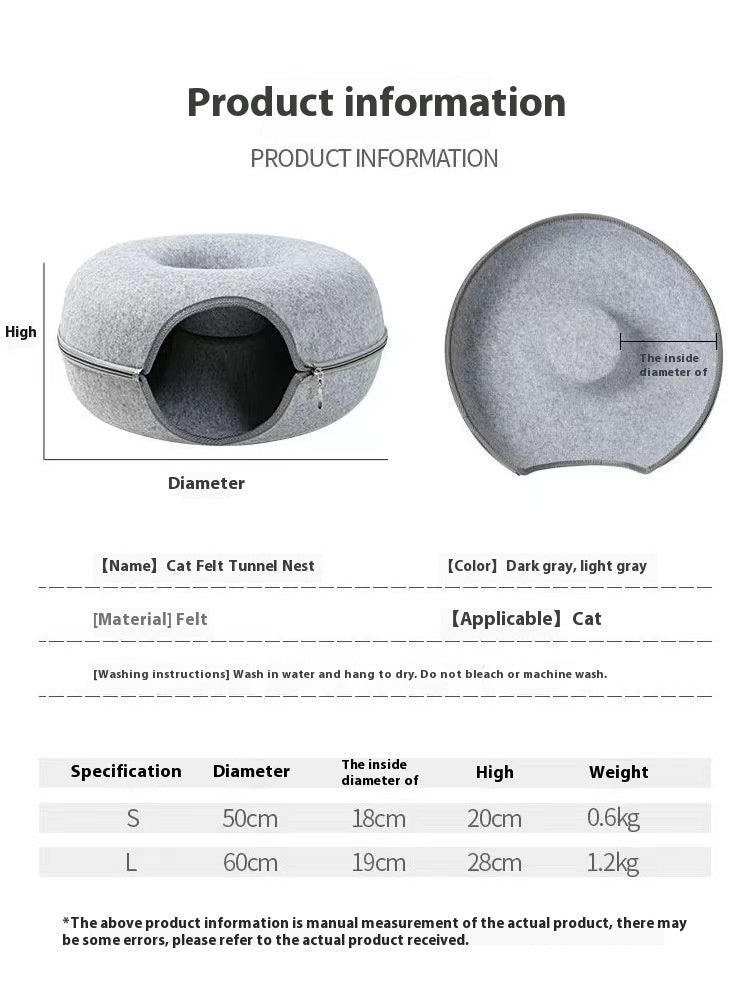 Pet Bed Round Tunnel Comfortable Play Sleep Nest