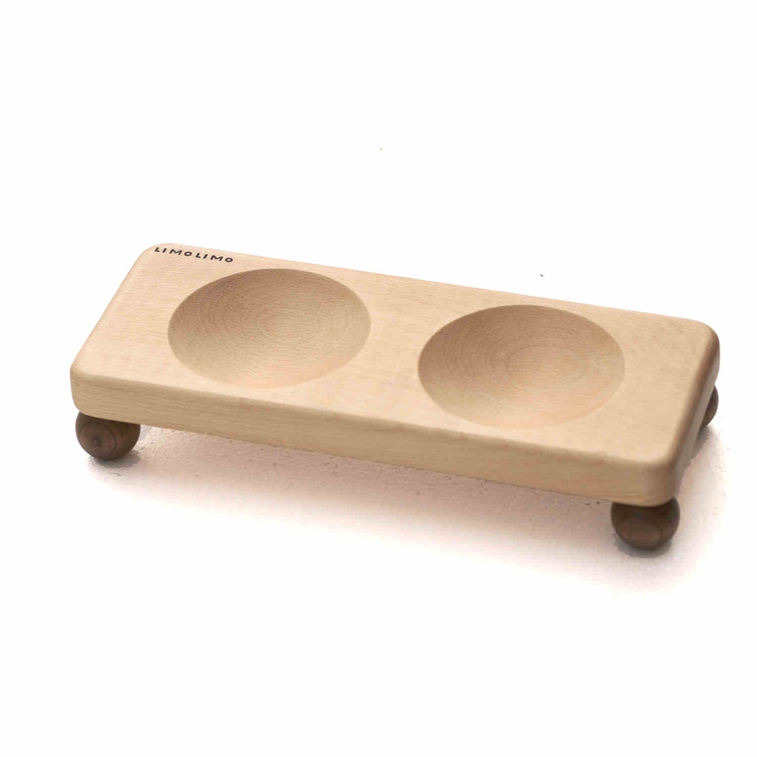 Solid Wood Ceramic Pet Feeding Bowl Set