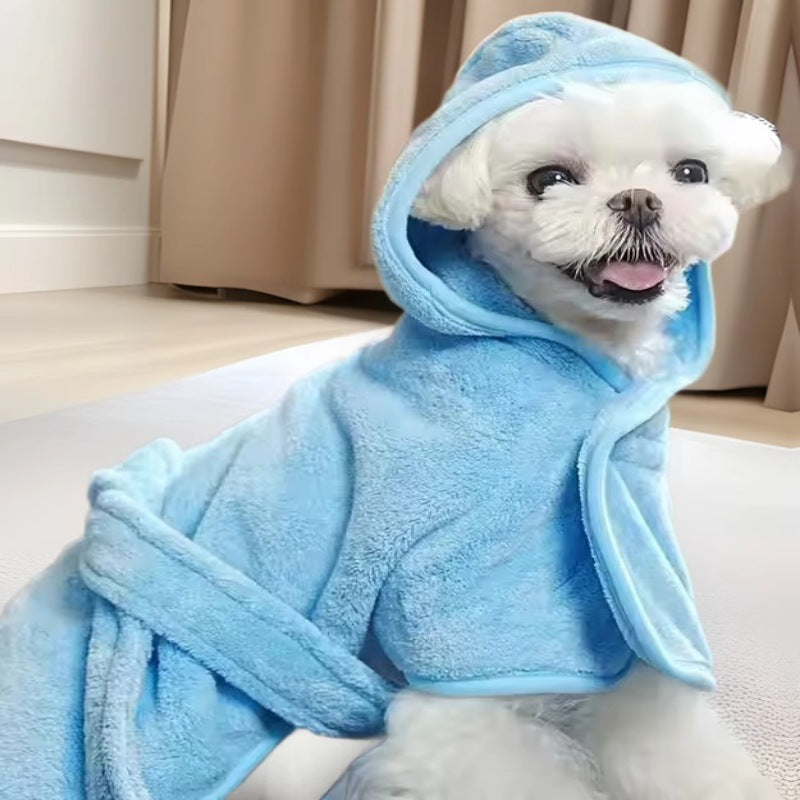 Pet Coral Fleece Bathrobe Soft Thickened Wearable Towel