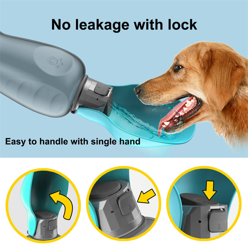 Leakproof Dog Water Bottle with Foldable Bowl (800ml) - Pawfect Nest