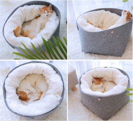 Pet Bed Round Plush Soft Sleeping Mat Comfort Nest