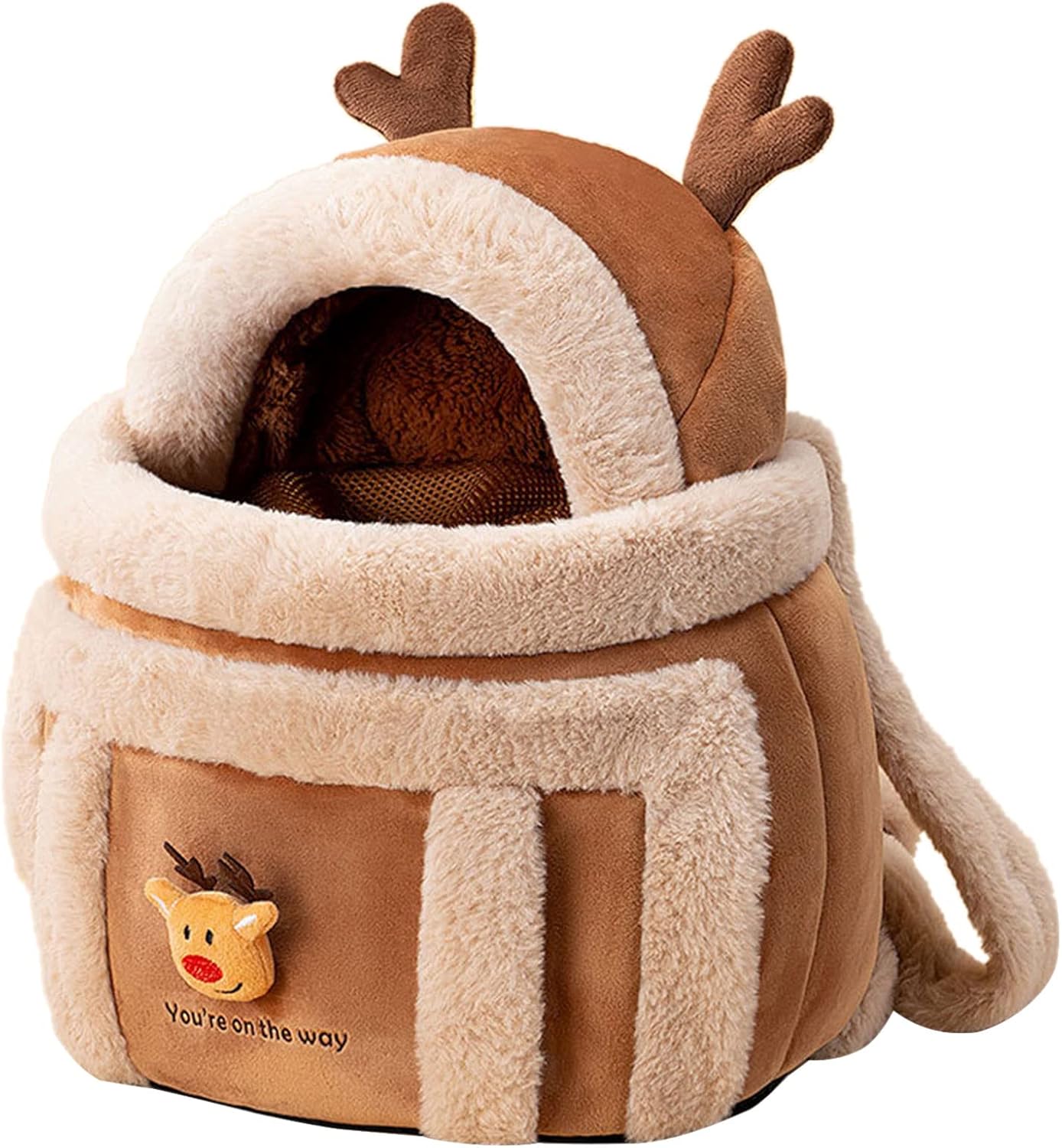 Pet Carrier Backpack Winter Plush Travel Outdoor Warm Bag
