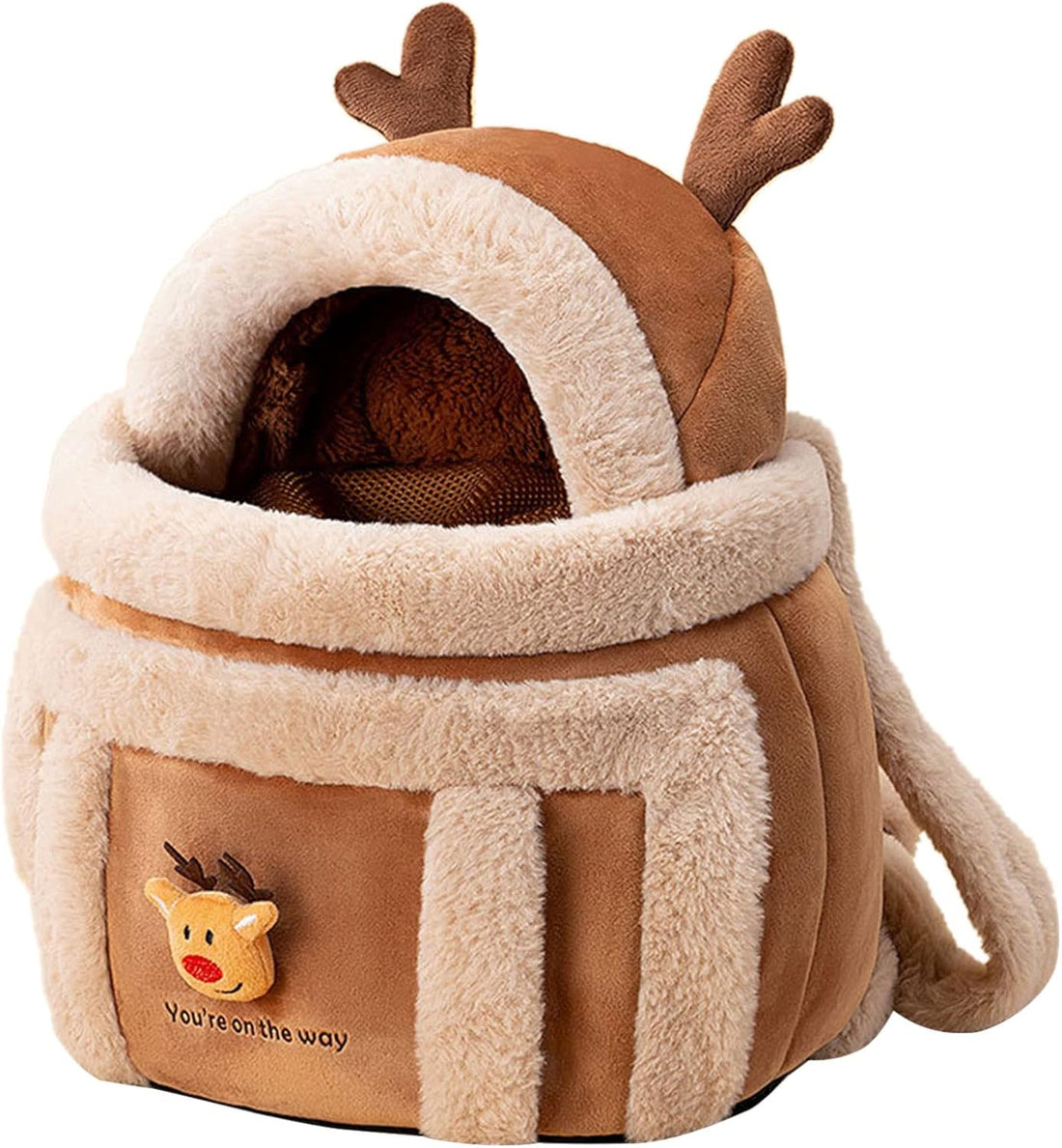 Pet Carrier Backpack Winter Plush Travel Outdoor Warm Bag