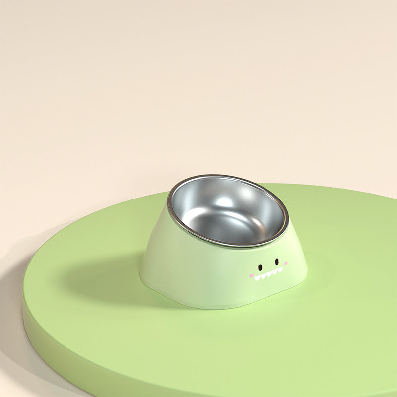 Pet Stainless Steel Tilted Feeding Bowl Cervical Support