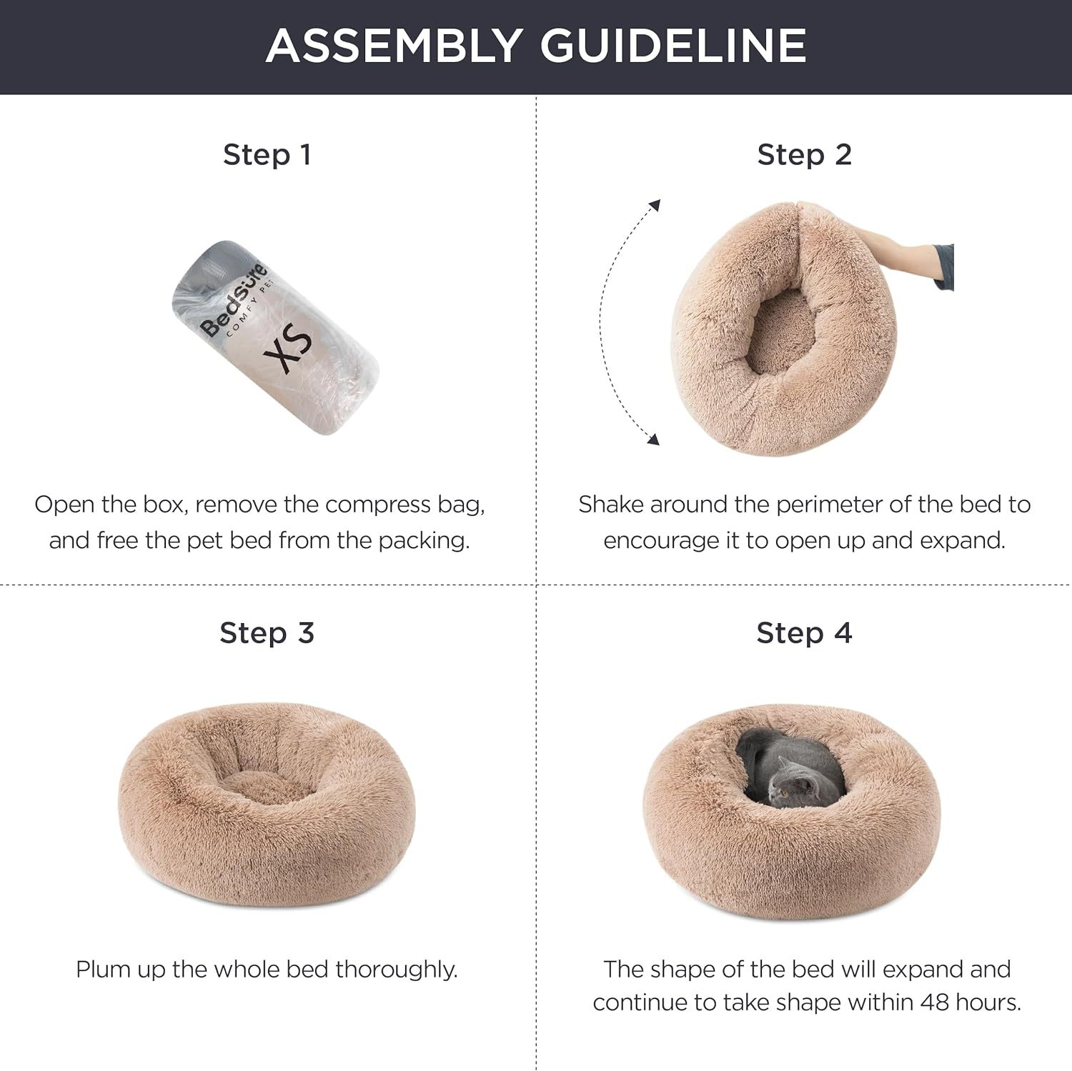 Pet Bed Round Fluffy Plush Non-Slip Indoor Sleeping Mat