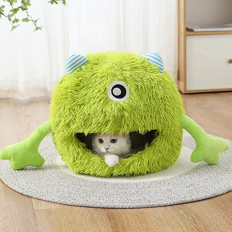 Pet Bed Fluffy Round Washable Non Slip Calming Cushion