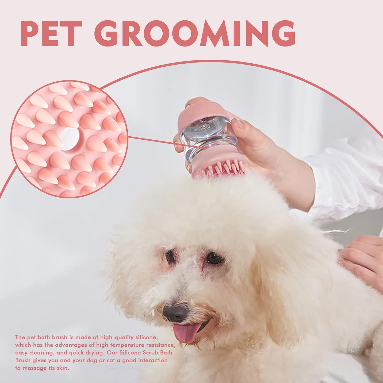 Pet Silicone Bath Brush Shampoo Dispenser Double Head Grooming Tool