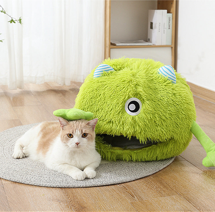 Pet Bed Fluffy Round Washable Non Slip Calming Cushion