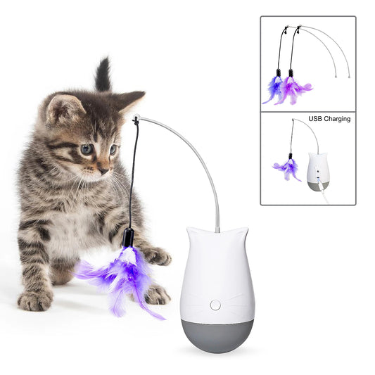 Interactive Feather Teaser Toy: Fun & Fitness for Your Cat