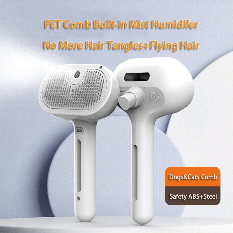 Pet Self Cleaning Dematting Comb Hair Removal Grooming Tool With Mist Humidifier