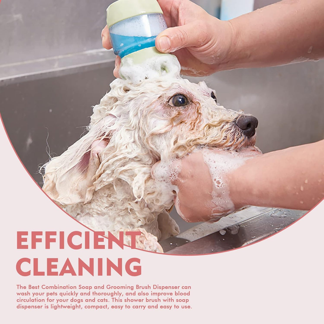 Pet Silicone Bath Brush Shampoo Dispenser Double Head Grooming Tool