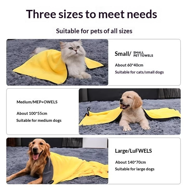 Pet Bath Towel Super Absorbent Quick Drying Microfiber Grooming Towel