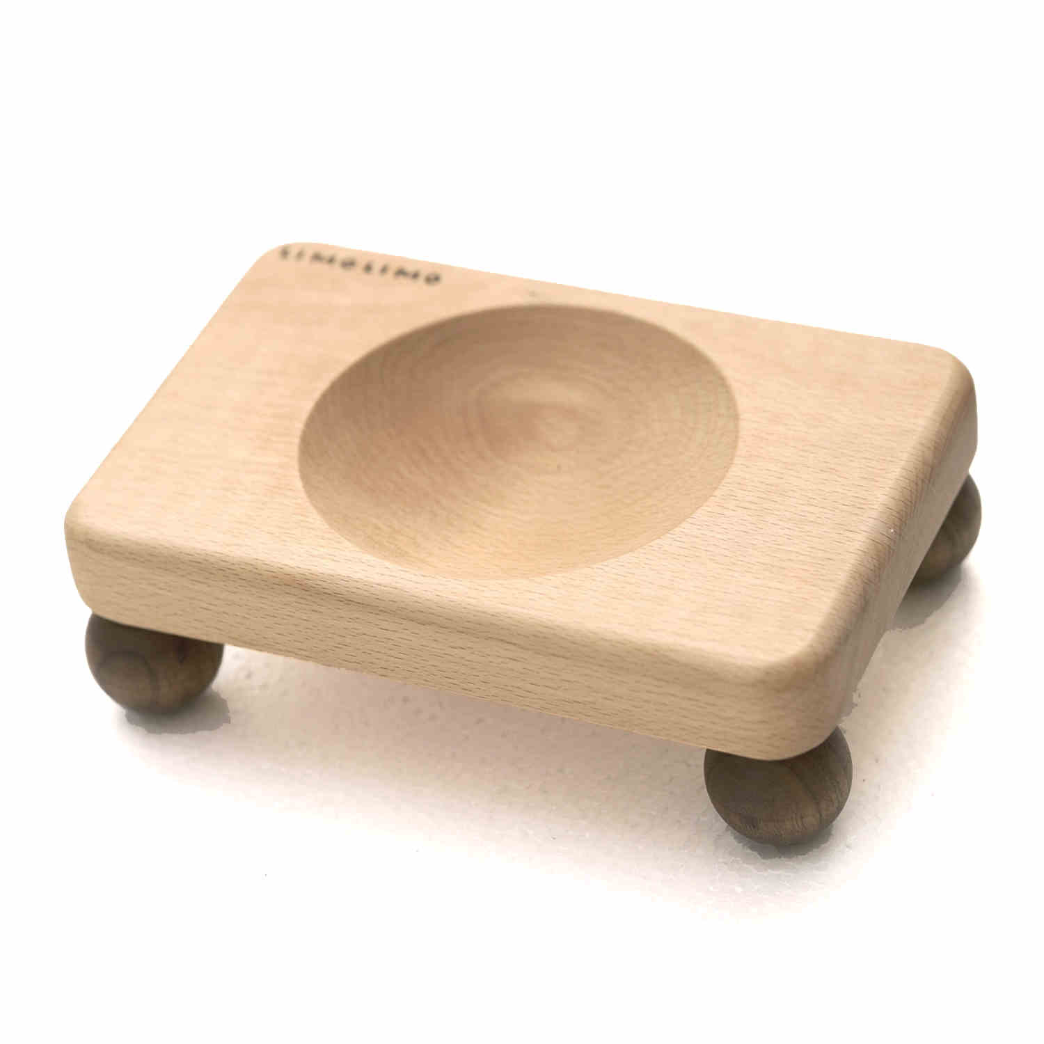 Solid Wood Ceramic Pet Feeding Bowl Set