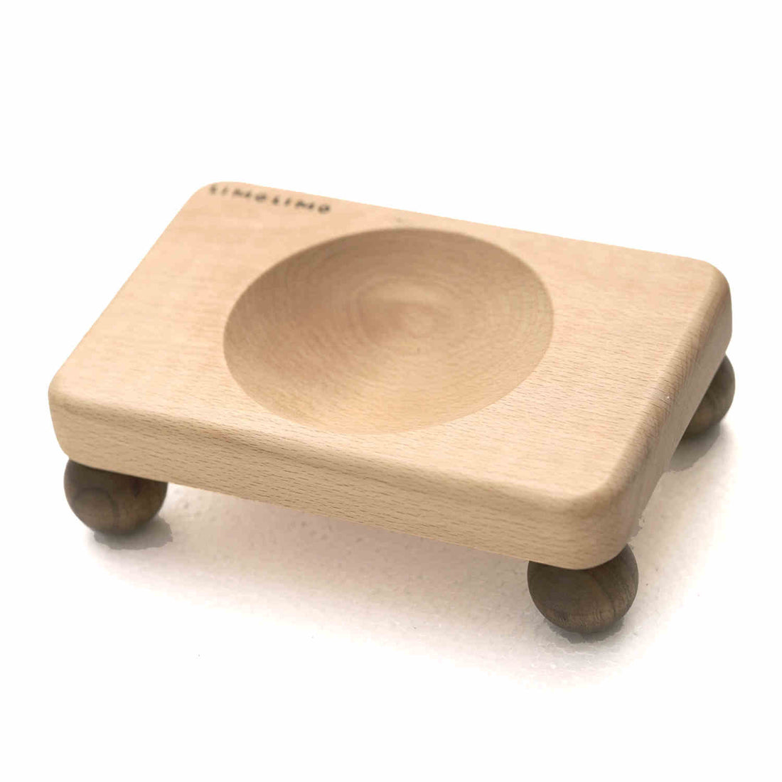 Solid Wood Ceramic Pet Feeding Bowl Set