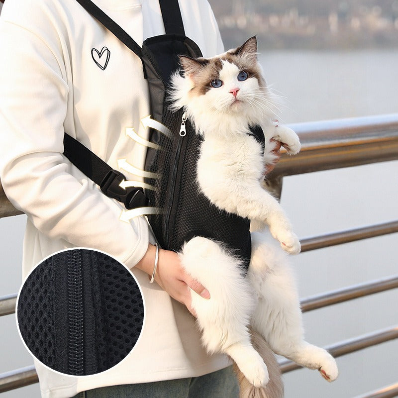 Pet Carrier Backpack Breathable Adjustable Front Travel Hiking Bag